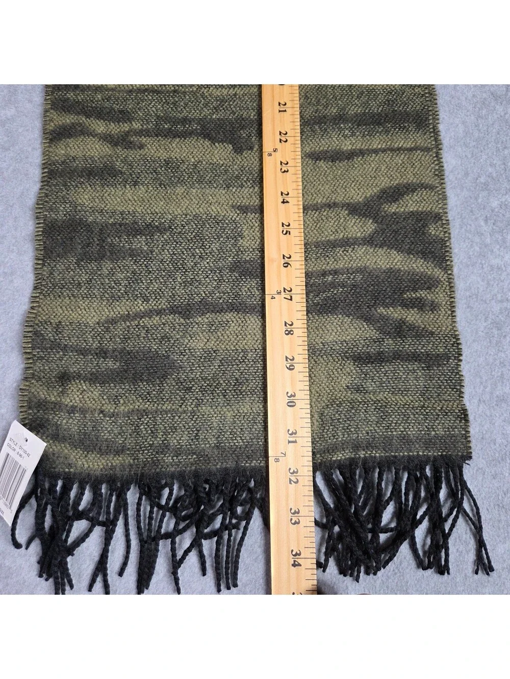 SOFTER THAN CASHMERE Scarf One Size Green Black Camo Fringe 12x64 NEW WITH TAGS